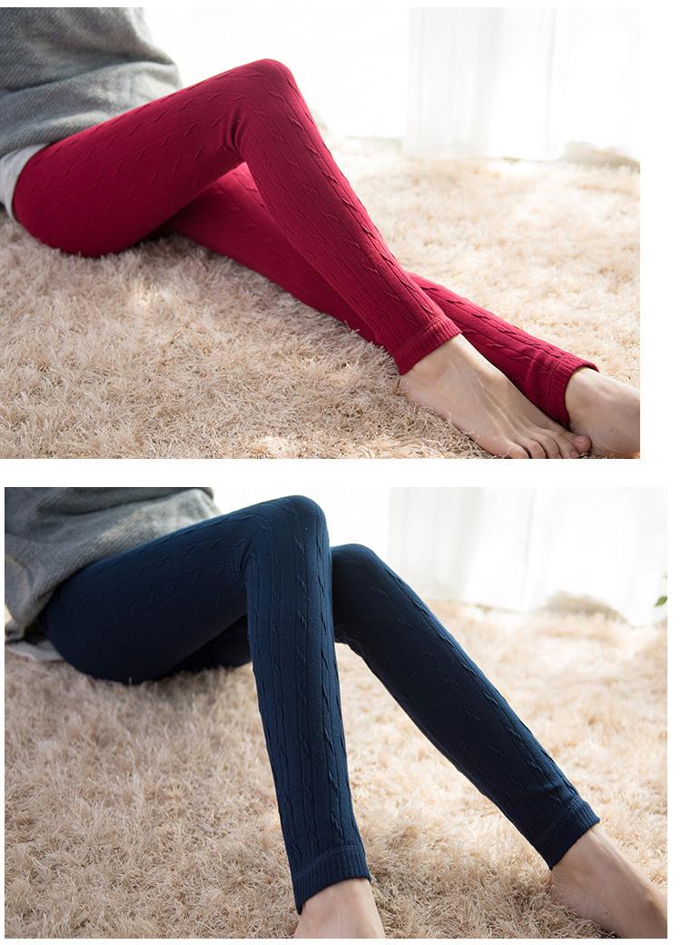 Quần legging dệt kim nữ mùa thu đông 2018 mới quần len bước chân quần mặc size lớn chân chín phần mỏng quần tập gym nữ