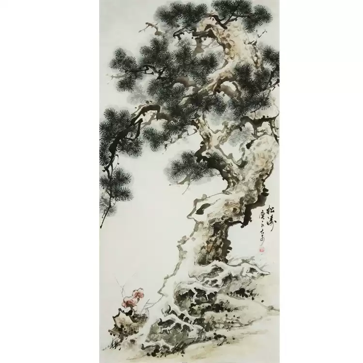 写意花鸟水墨真迹梅花月亮图国画四尺斗方书画真品