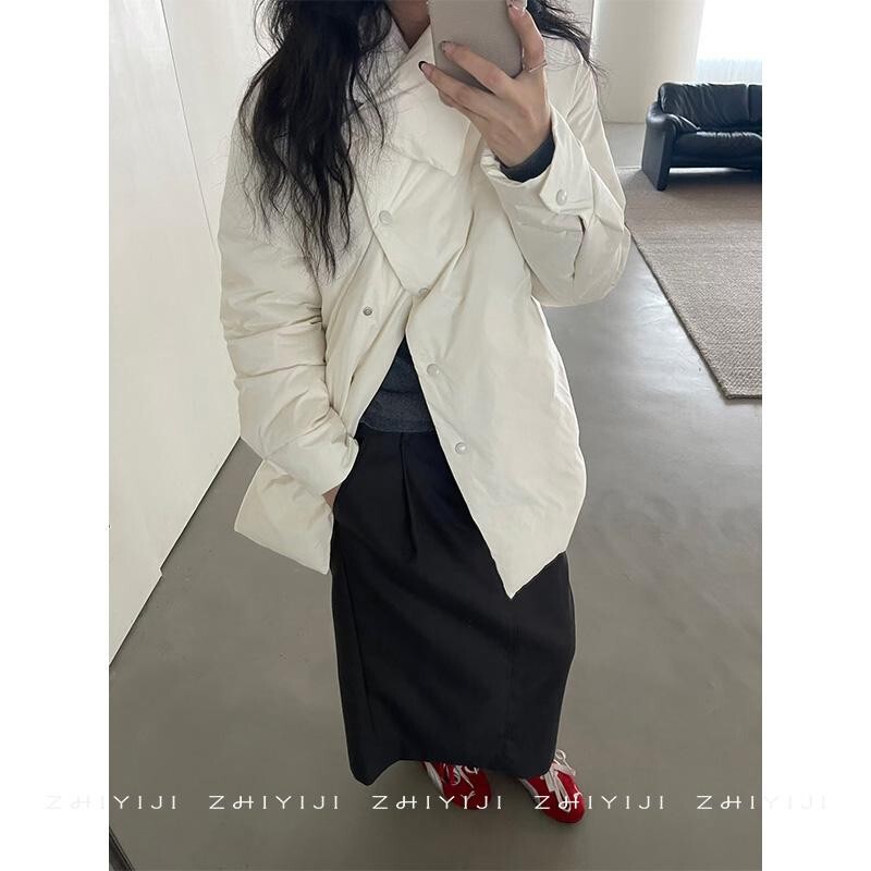 Soi Designer Asymmetric Lightweight down Jacket with Diagonal Placket, Shirt-Style, Contains 85% Lightweight Fabric Sy4D2439