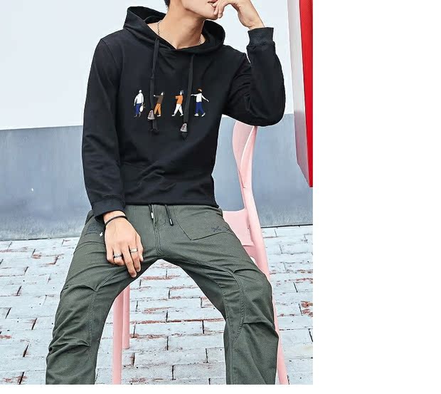 Áo len mùa thu nam trùm đầu mùa xuân và mùa thu Xu hướng sinh viên Hàn Quốc vài chiếc áo len hoodie hip hop nam áo khoác dài áo hoodie dây kéo