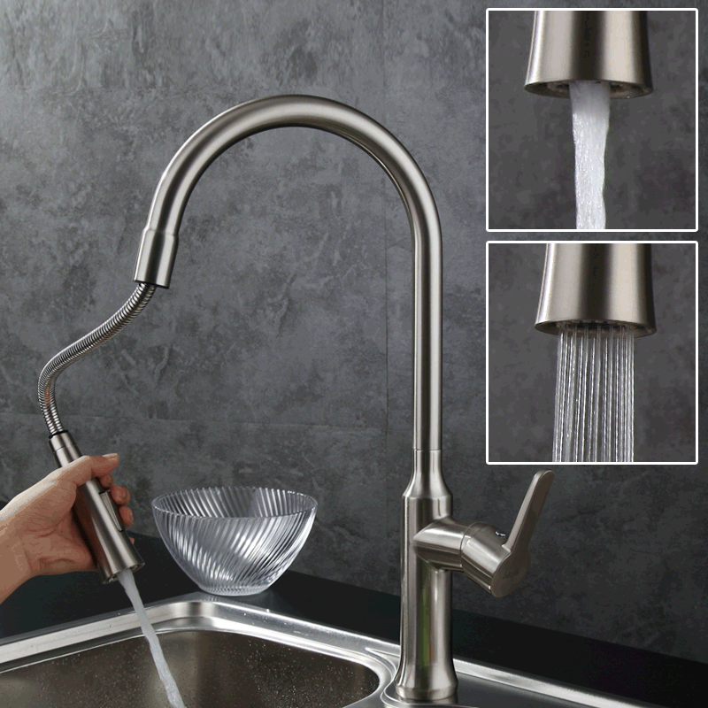 Vinjie German Rotary Kitchen Pumping Pull Tap Telescopic Tap Double Water Sink Wash Vegetable Basin Hot And Cold Tap
