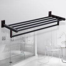 Wenjie Nordic black bathroom all-copper double-layer towel rack toilet rack bathroom hardware pendant