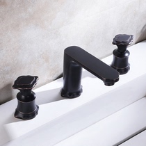 Wenjie Nordic Golden black split basin faucet three-piece bathroom cabinet counter Basin three-hole hot and cold faucet