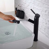 Wenjie Nordic fashion Frosted Black high Rod pull-out basin hot and cold faucet retractable rotatable washable hair