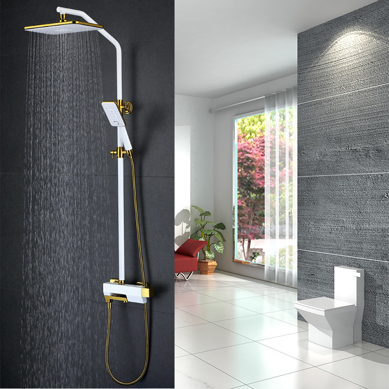 Wenjie Nordic shower set Black shower set All copper faucet shower Household rain nozzle