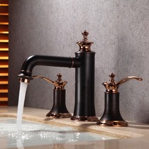 Wenjie bathroom European style split double take three holes imitation ancient style surface basin tap hot and cold washbasin tap
