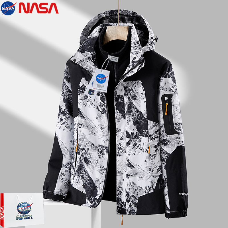 Nasa Trendy Outdoor Jacket Men's Coat Youth Three-In-One Detachable Women's 2025 New Autumn and Winter Model