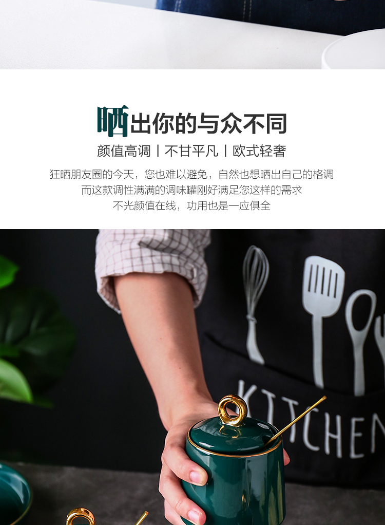 Island house in northern light and decoration ceramics seasoning box kitchen seasoning monosodium salt sugar pot seasoning as cans combination suit