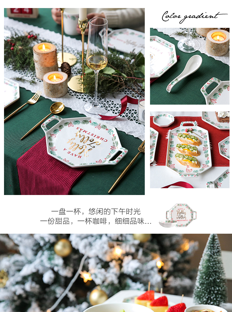 Christmas angel paint ceramic tableware plate steak household food dish dish food dish creative move breakfast tray
