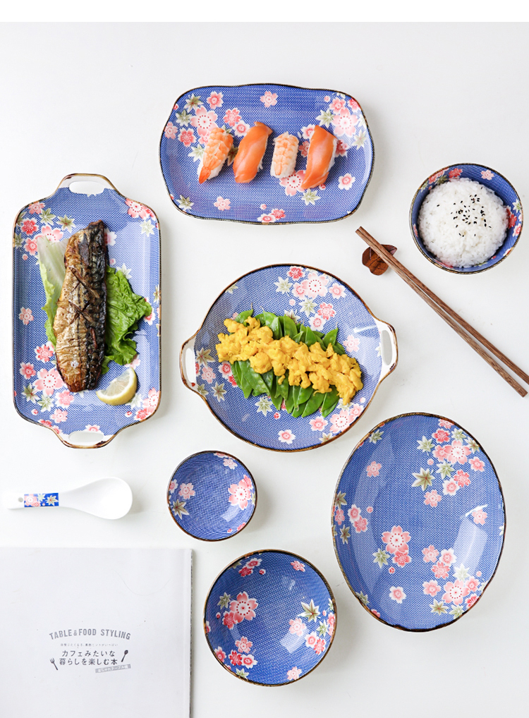 Island house Japanese - style tableware in creative household ceramic bowl 0 fish dish dish combination suit the rainbow such as bowl soup bowl