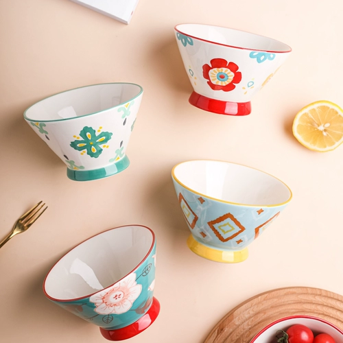 Кавашима дом японская керамическая миска в стиле керамическая миска с единственной красивой рисовой миской маленькая миска Симпатичная девочка Сердце Ковша Миска Высокая миска ноги