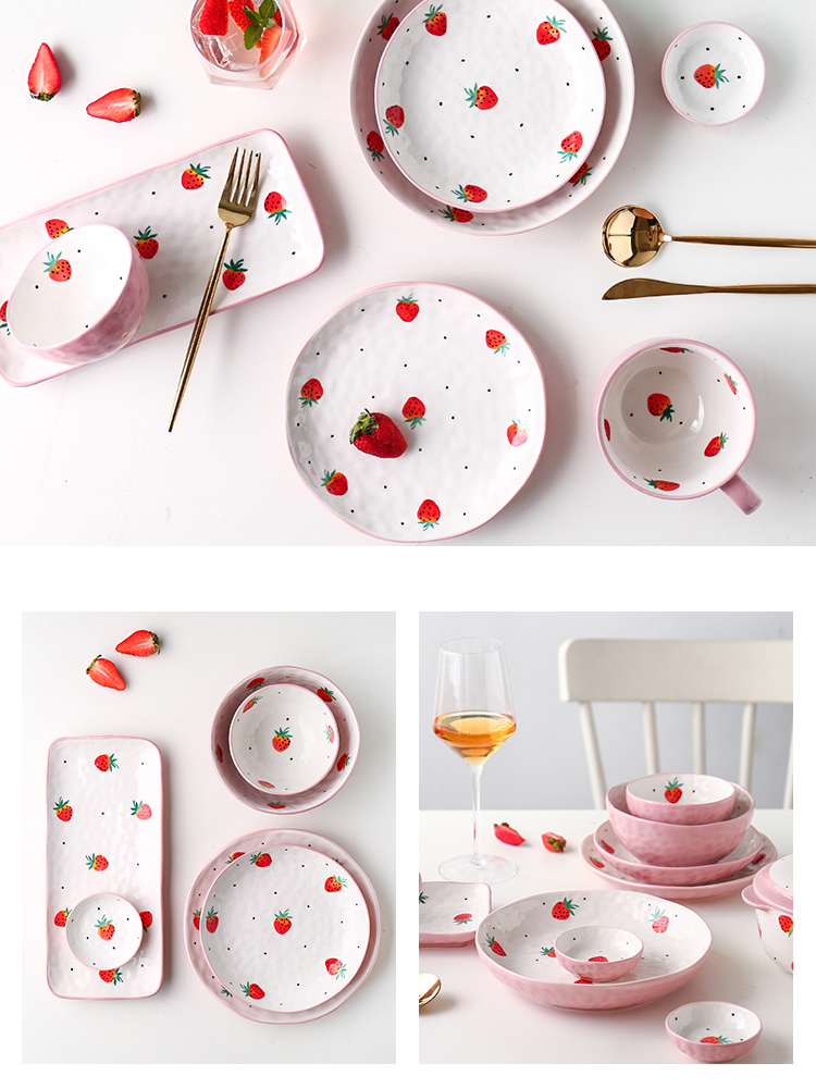 Sichuan in express it in a young girl heart ceramic tableware dishes creative move red bowl chopsticks dishes suit household net