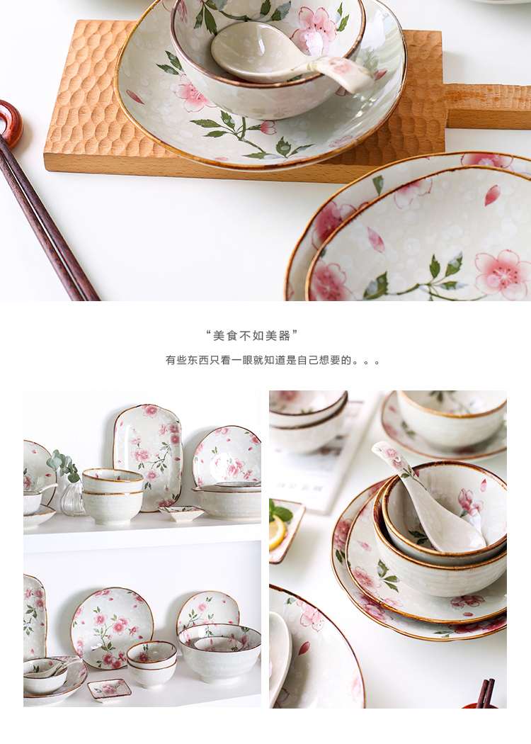 Island house in Japanese cherry blossom put tableware box to use sets dishes, household portfolio web celebrity bowl chopsticks dishes suit household