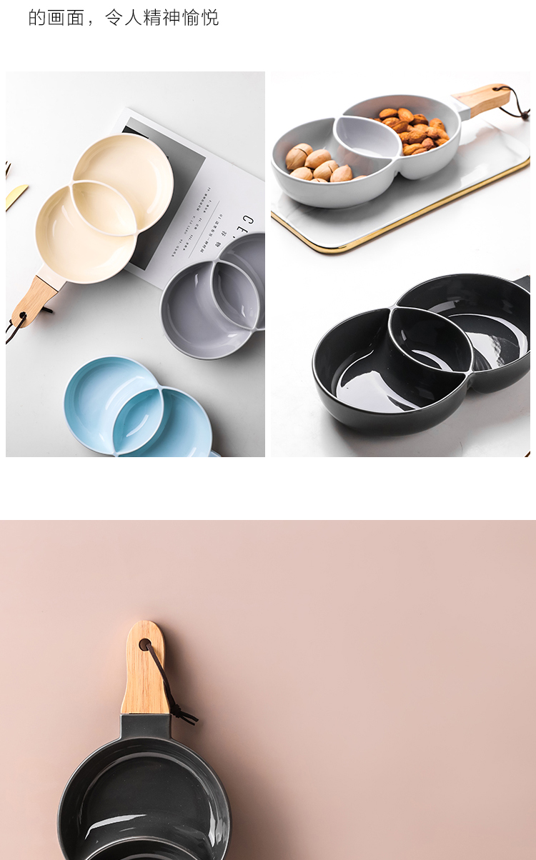Sichuan island house have the handle frame ceramic fruit bowl of household creative snack tray snack plate tea tray snack plate
