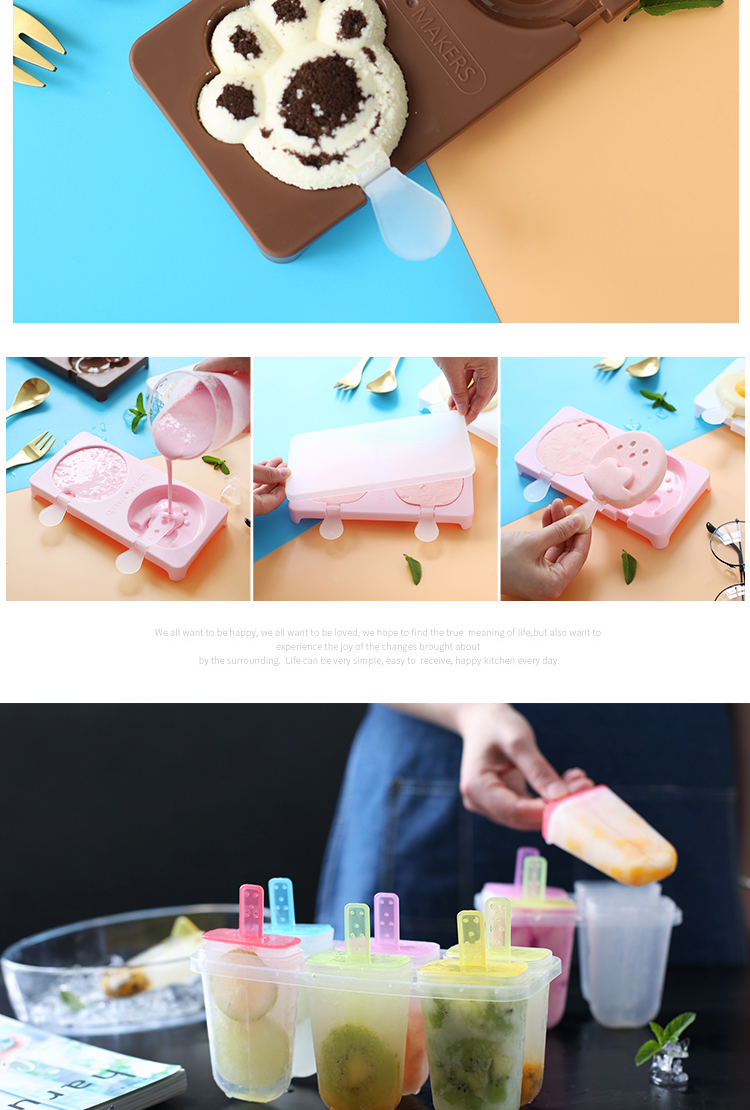 Nhà Kawashima Sáng tạo Dễ thương DIY Ice Bar Ice Mold Popsicle Ice Cream Khuôn hộ gia đình Ice Box Ice Box Ice Box - Tự làm khuôn nướng khuon banh bao