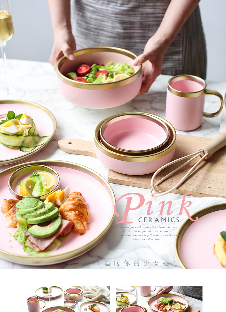 In northern sichuan pink paint and ceramic tableware dishes home plate rice bowls rainbow such as bowl bowl pz - 224