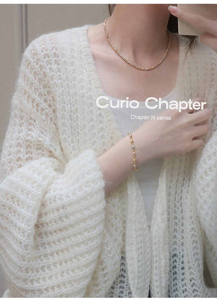 Серебряное ожерелье curio chapter三色车花球项链925银意大利工艺轻奢小众时尚高级