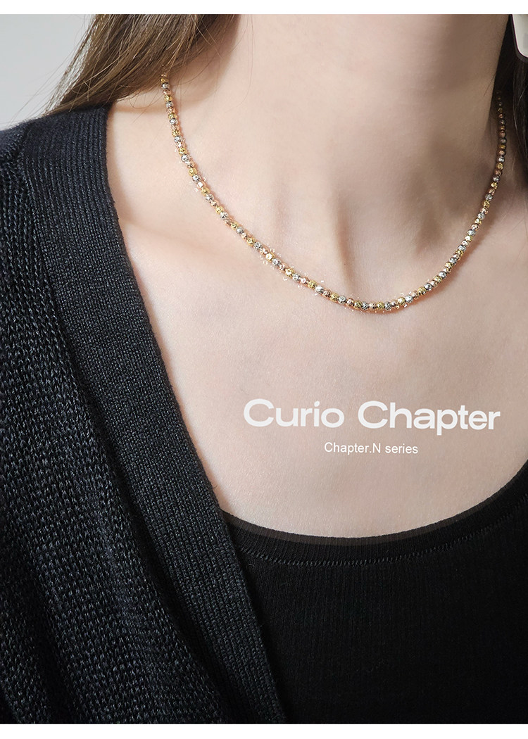 Серебряное ожерелье curio chapter三色车花球项链925银意大利工艺轻奢小众时尚高级