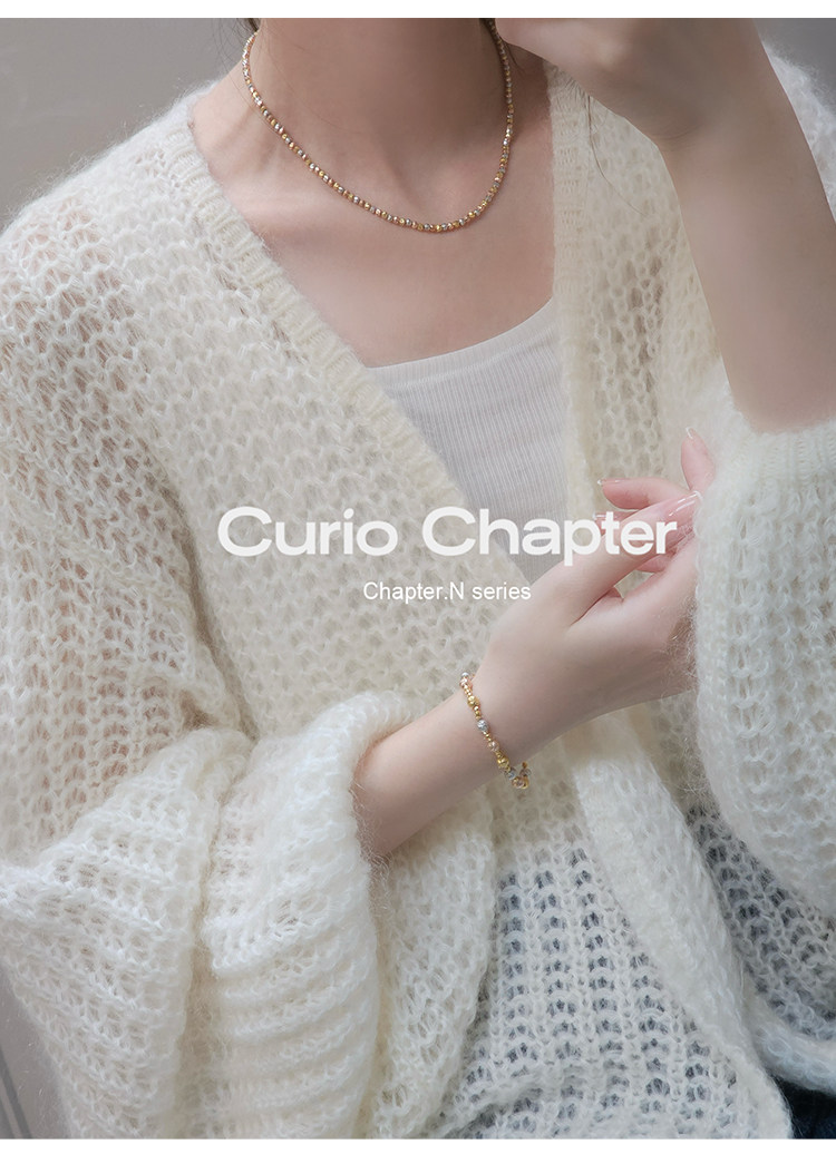 Серебряное ожерелье curio chapter三色车花球项链925银意大利工艺轻奢小众时尚高级