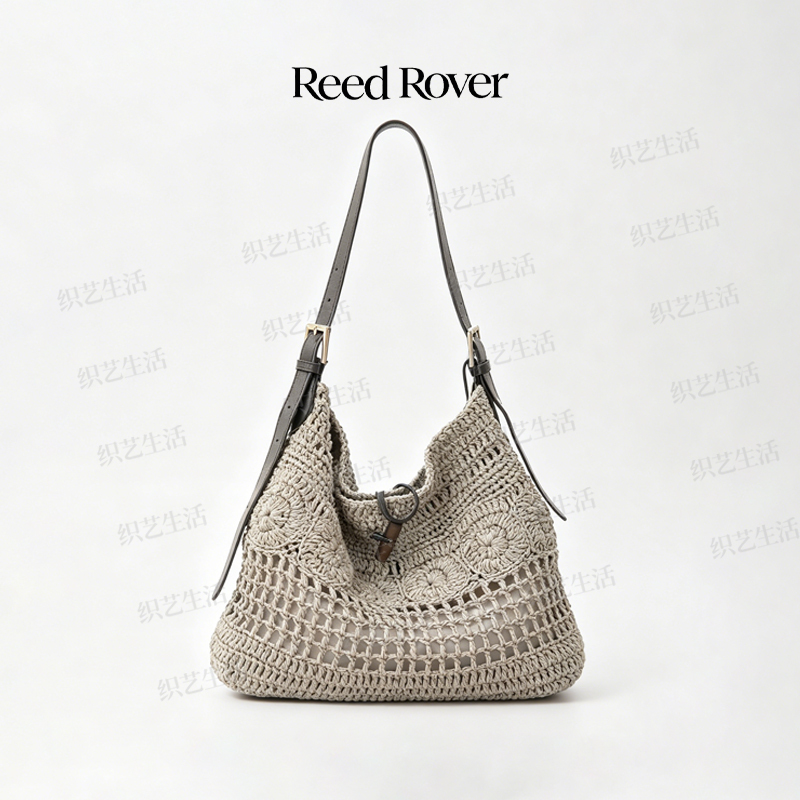 2026 New Style Matt Grass Summer Large-Capacity Shoulder Bucket Bag Beach Vacation Tote Bag 2026 New Style Matt Grass Summer Large-Capacity Shoulder Bucket Bag Beach Vacation Tote Bag