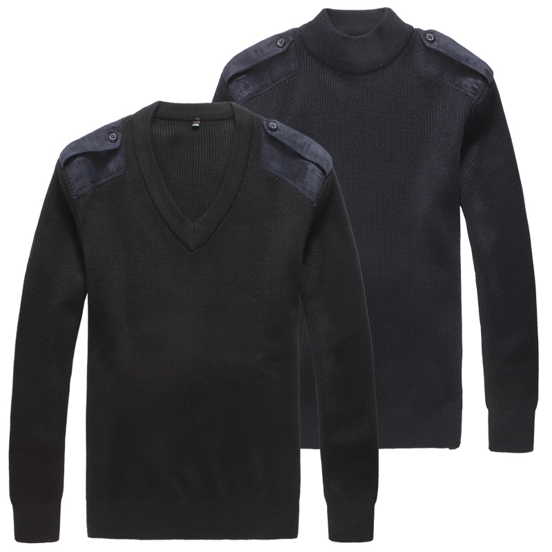 Deep blue thickened autumn and winter sea blue sweater unit professional tooling pullover v-neck cardigan Seaman large size sweater