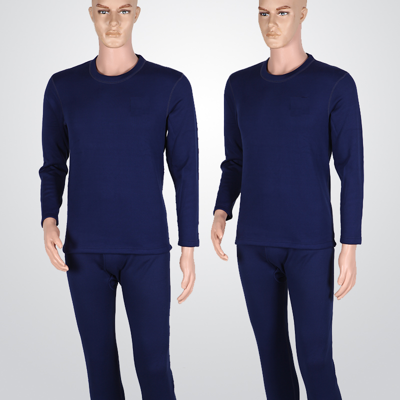 Dark blue velvet thickened warm underwear Antibacterial anti-static autumn pants Cotton base elastic cotton sweater men