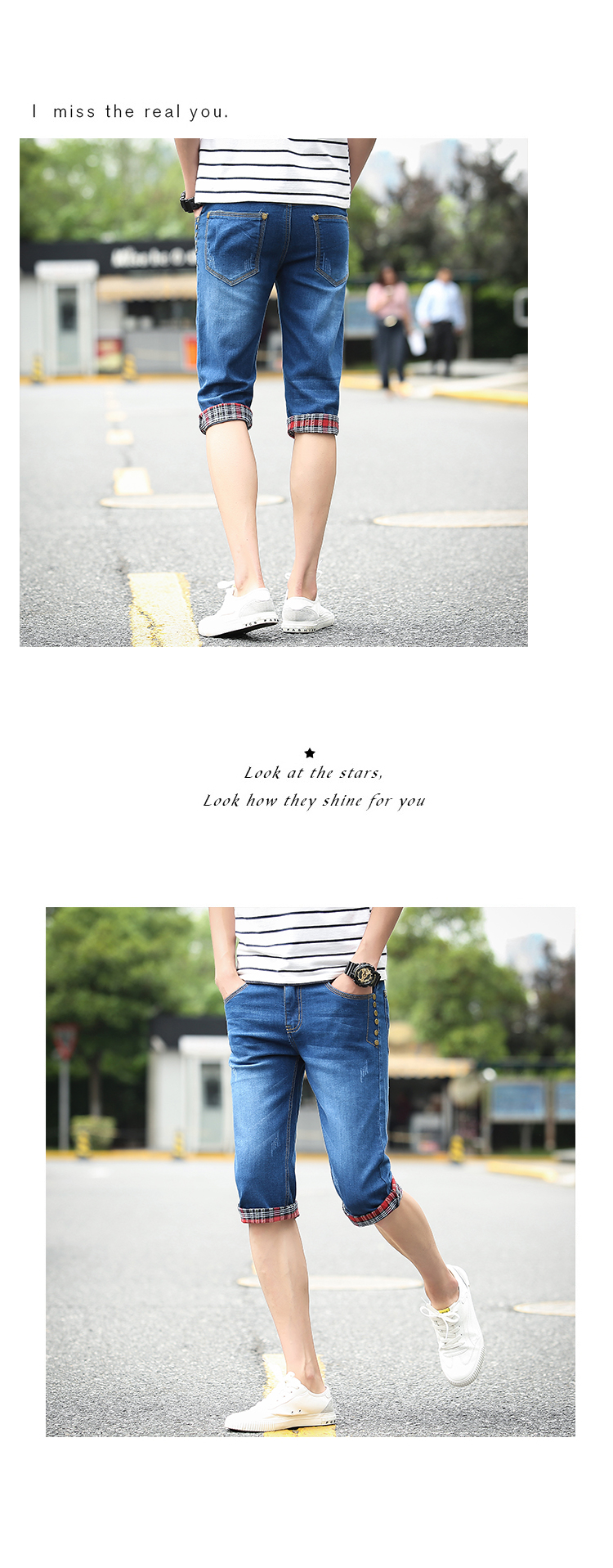 Mùa hè cắt quần short nam mùa hè denim 7 điểm quần thanh niên Slim Hàn Quốc phiên bản của bàn chân nhỏ của người đàn ông quần mỏng quần áo nam hàng hiệu
