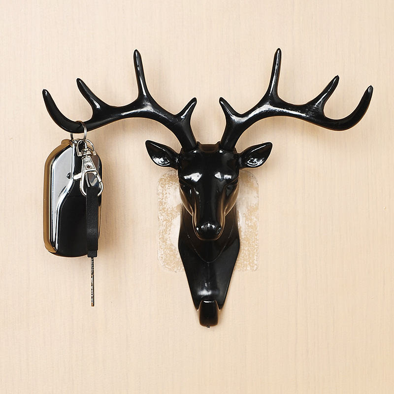 Creative American Traceless Hook Solid Deer Head Styling Wall Decoration Wall Hanging Living-room Bedroom Key Clothe Hood Hook