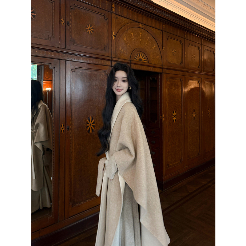 Youwei Reversible Stylish Winter Coat for Women, Double-Sided Woolen Coat, Cape, Shawl Top