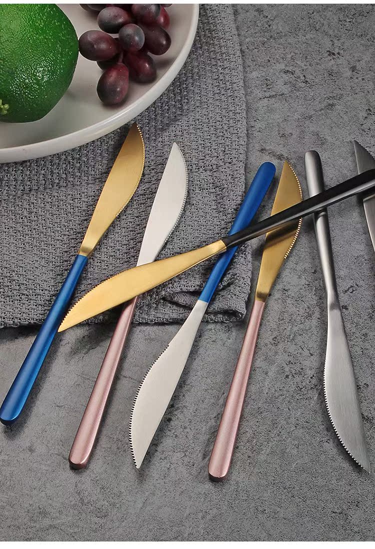 Thép không gỉ Tây bít tết dao nhà Châu Âu dễ thương trẻ em lưới đỏ cắt bít tết dao kéo bữa ăn chính cây ngưu bàng - Đồ ăn tối khay đựng đồ ăn