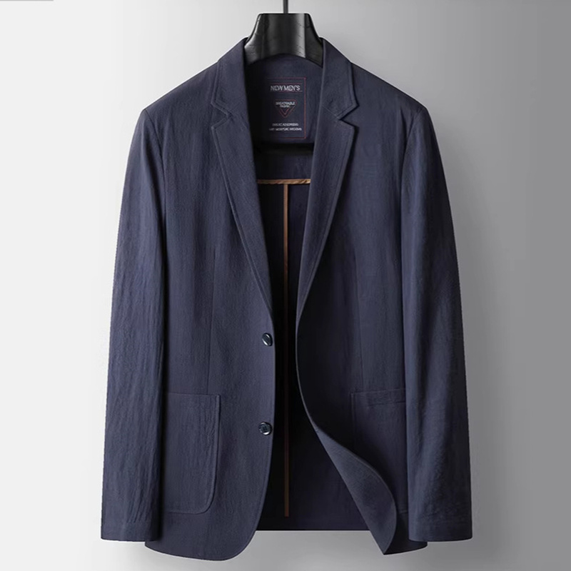 Pure Cotton Casual Suit for Men, 2026 Spring/Summer Thin Style, Slightly Wrinkled, Artistic Old Money Style, 100% Cotton Single-Layer Jacket, Trendy Suit