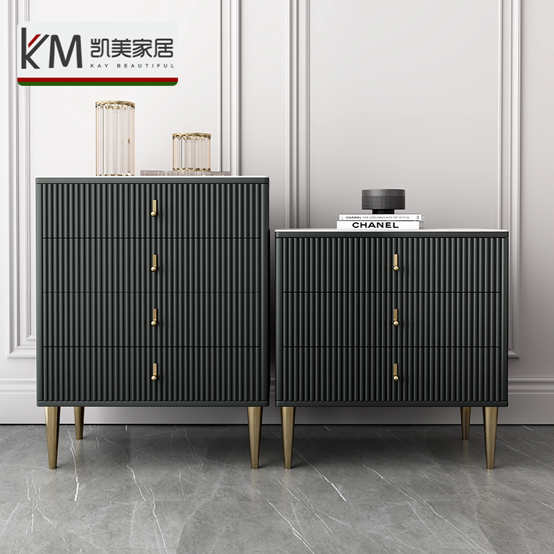 Italian light luxury three or four cupboard combined bright rock plate modern minimal living room narrow solid wood drawing cabinet