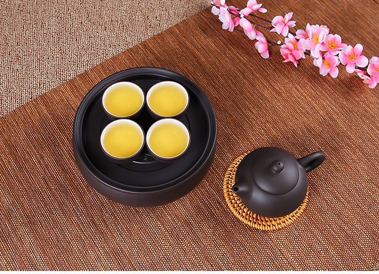 Du lịch ngoài trời xách tay màu tím bộ ấm trà bộ ấm trà đơn giản gốm kungfu bộ trà nhỏ túi du lịch bộ pha trà đạo