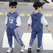 Boy suit spring and autumn 2021 new childrens fashion Western style basketball suit sports two-piece set boy handsome
