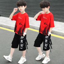 Childrens clothing Boys short-sleeved suit Summer new fashion childrens clothes large childrens handsome sports shorts two-piece set