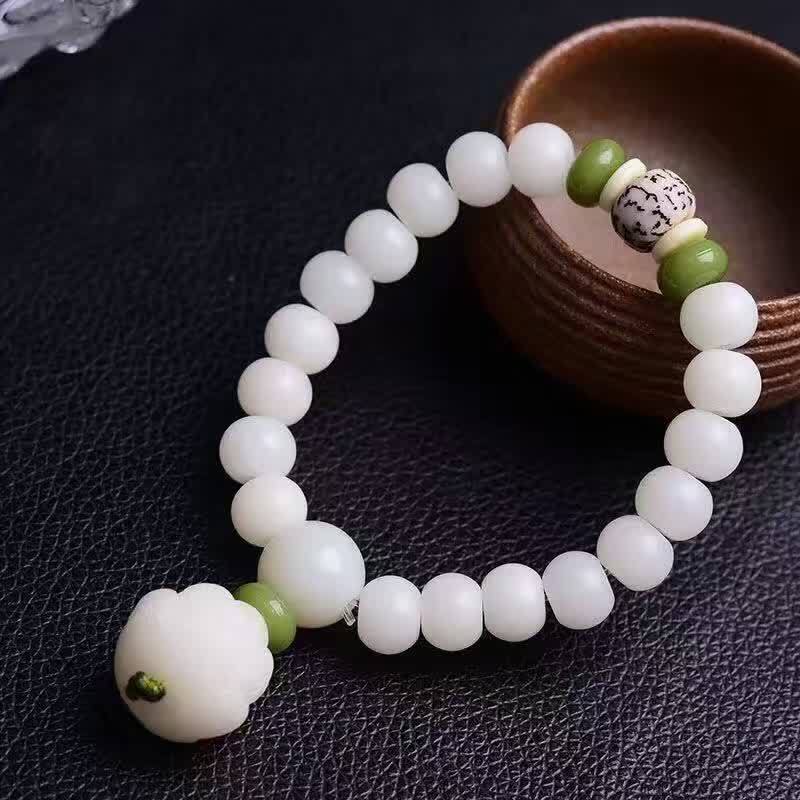 Ngọc bích trắng tự nhiên xác thực Bodhi vòng tay nam vòng tay hạt trang sức ngọc bích trắng Bodhi vòng tay đôi mẫu sen vòng tay pandora