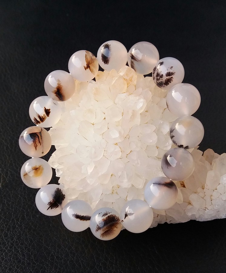 Bán buôn Vòng đeo tay mã não tự nhiên Đại dương Vòng đeo tay Chalcedony Dương Hoa cỏ Agate Vòng tròn đơn Vòng tay Cặp đôi vòng tay gỗ trầm hương