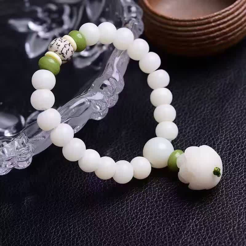 Ngọc bích trắng tự nhiên xác thực Bodhi vòng tay nam vòng tay hạt trang sức ngọc bích trắng Bodhi vòng tay đôi mẫu sen vòng tay pandora