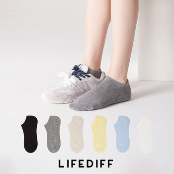 Sweat-Absorbent Non-Slip Low-Cut Gray Liner Socks with Linen, Low-Cut Right-Angle Heel, Summer Socks for Women, Spring and Autumn