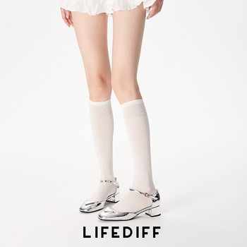 Thin Socks for Women, Summer White Long Socks, Slimming, Slightly Sheer, Calf Socks, Pressure-Fit, Suitable for Pairing with Loafers, Modal Jk