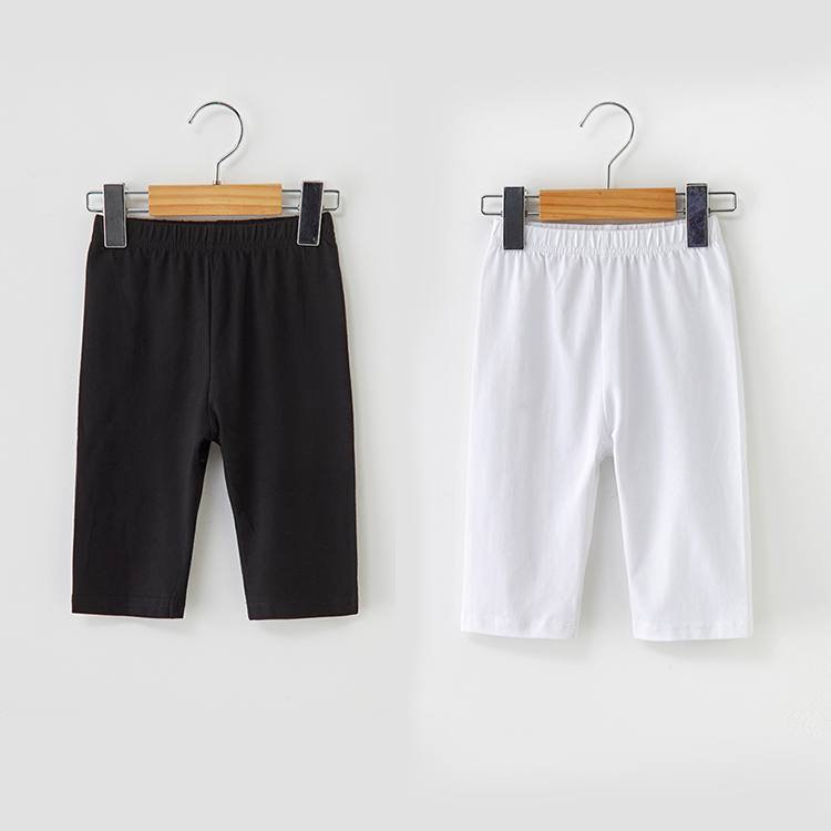 Children's cropped pants summer thin section baby 7-point pants girls underwear boys pants cotton slim black and white