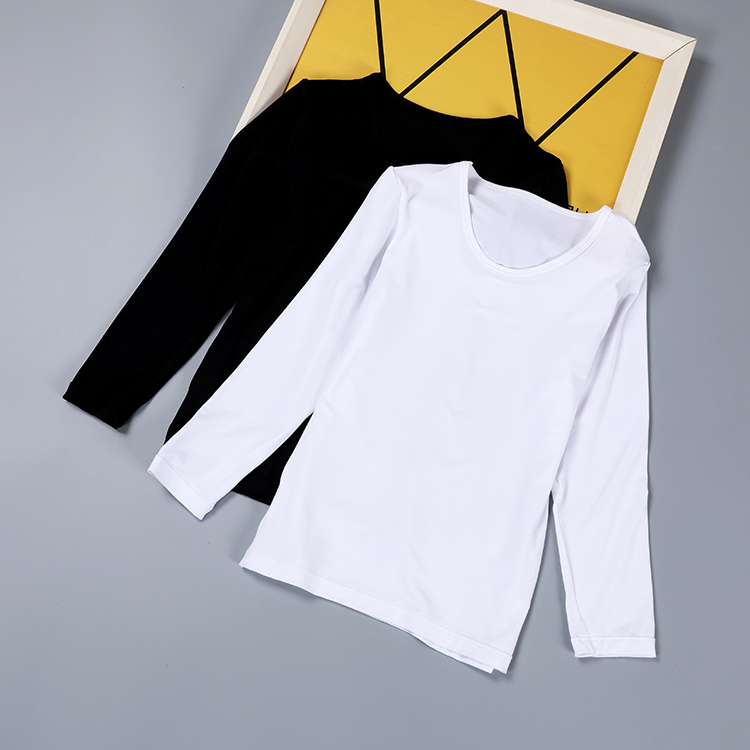 Boys and girls bottoming shirts thin Lenzing modal slim dance clothes black and white children's long-sleeved T-shirts round neck T