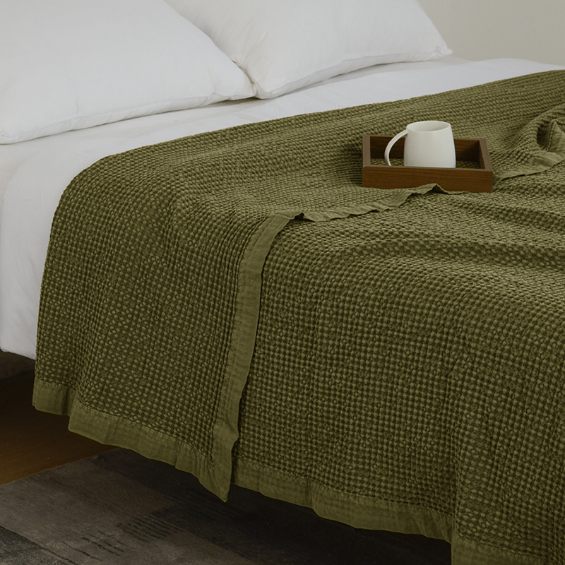 Pure Cotton Korean-Style Waffle Edge Large Bath Towel, Nap Blanket, Single-Person Air Conditioning Blanket, Soft and Absorbent Bath Wrap