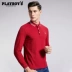 Playboy áo thun nam ve áo dài tay polo Hàn Quốc Slim kinh doanh giản dị mới màu rắn áo sơ mi nam shop bán áo thun nam có cổ Polo