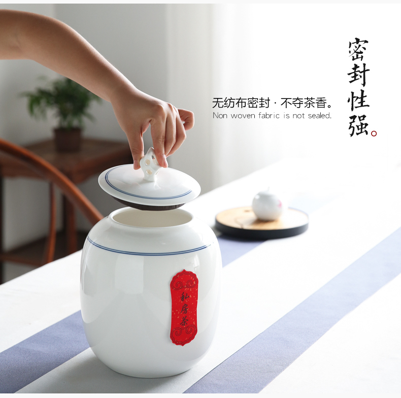 The three regular large pu 'er tea canister to jingdezhen ceramic seal storage tanks to wake S51037 POTS of tea storehouse