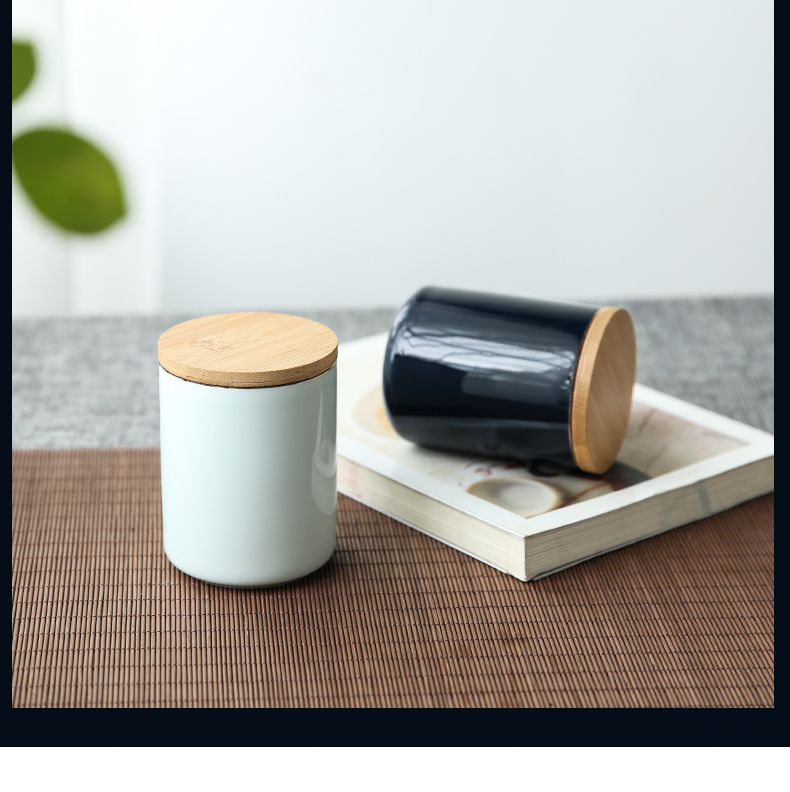The three frequently celadon caddy fixings porcelain in jingdezhen contracted seal pot of portable travel store receives S51016