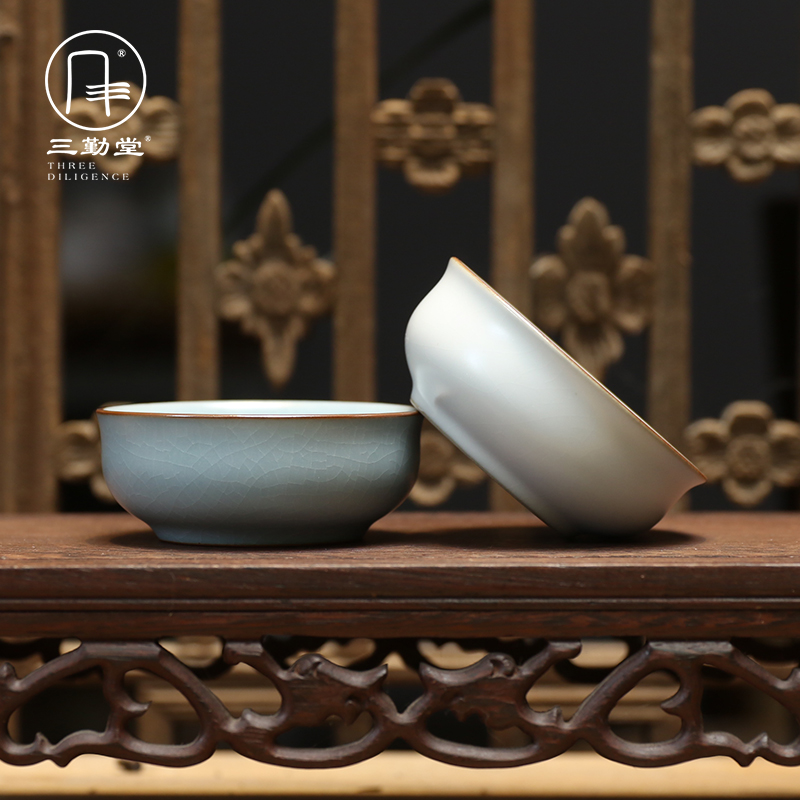 Three frequently hall your up lucky cup of pu - erh tea master cup single CPU jingdezhen S44038 kungfu tea set to open