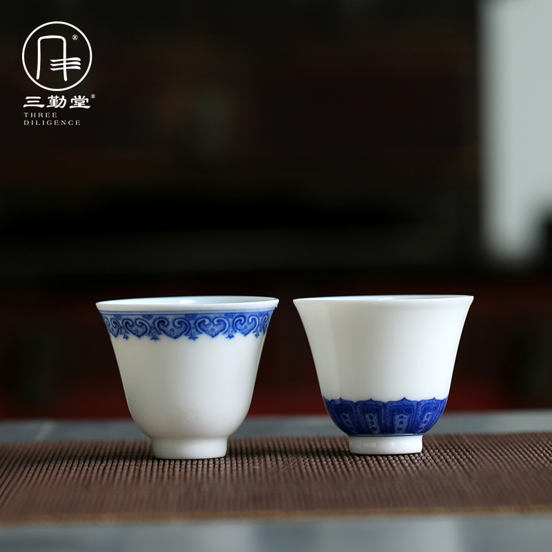 Three frequently hall jingdezhen porcelain cups ceramic sample tea cup masters cup single CPU S43009 kung fu tea lovers