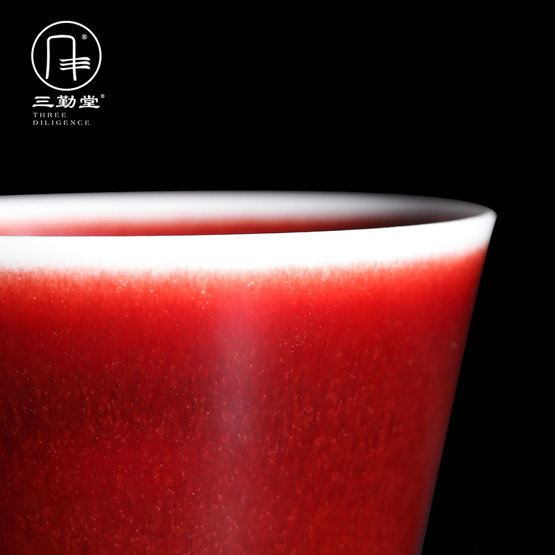 The three regular ruby red kung fu tea master of jingdezhen ceramic sample tea cup all hand small single CPU S41092