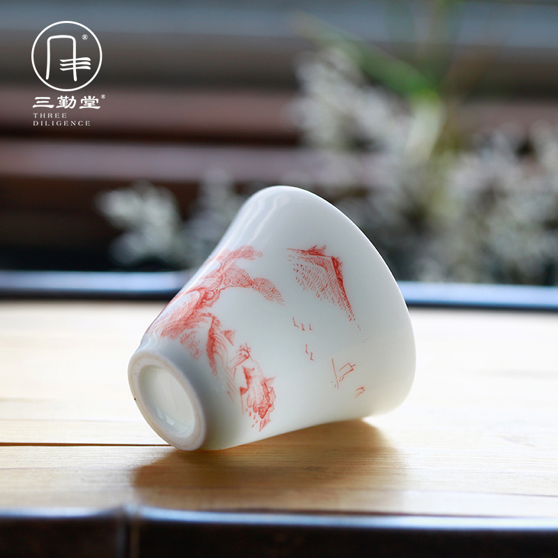 Three frequently hall jingdezhen ceramic cups master cup single CPU kung fu tea set white porcelain tea cup sample tea cup S42102